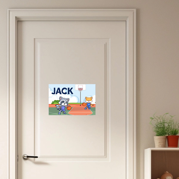 Personalized kids door sign - Basketball