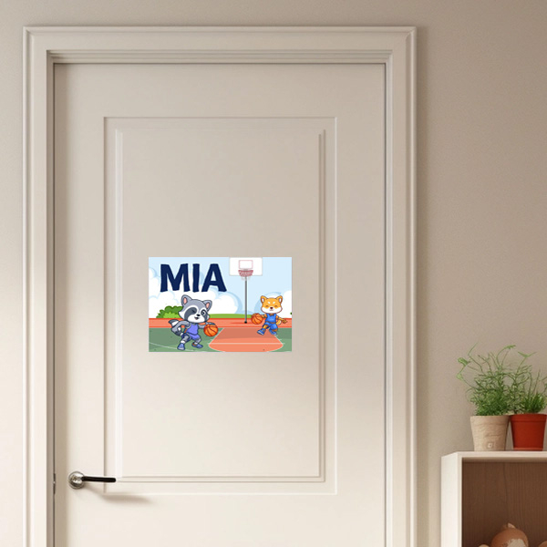 Personalized kids door sign - Basketball