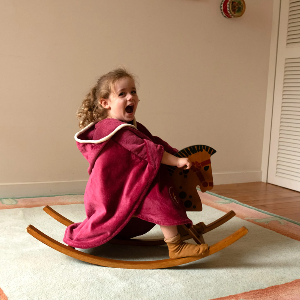 Personalised bath cape for children  Raspberry Mouse
