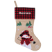 Personalised beige Christmas stocking with tartan pattern