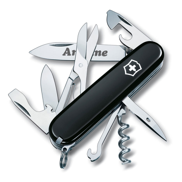 Personalised black Swiss Army Knife