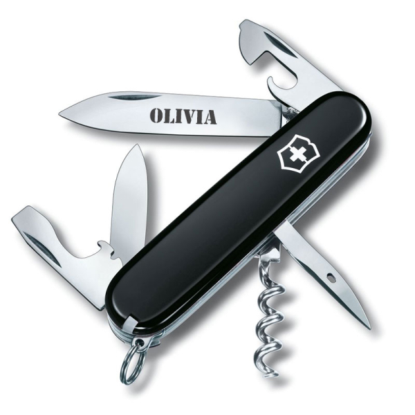Personalised black Swiss Army Knife