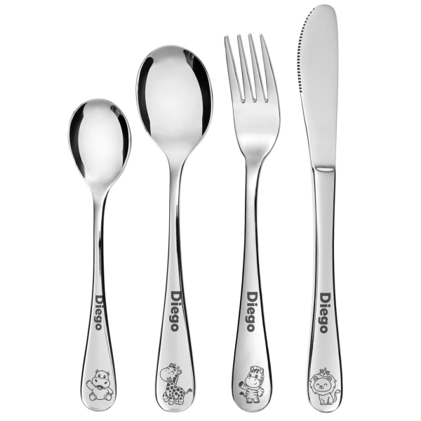 Personalised children's cutlery set Savanna with photo