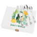 Personalised children’s cutlery set with dinosaurs and photo Personalised children’s cutlery set with dinosaurs and photo