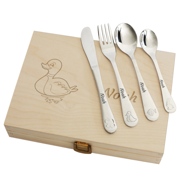Personalised children's cutlery with an animal design