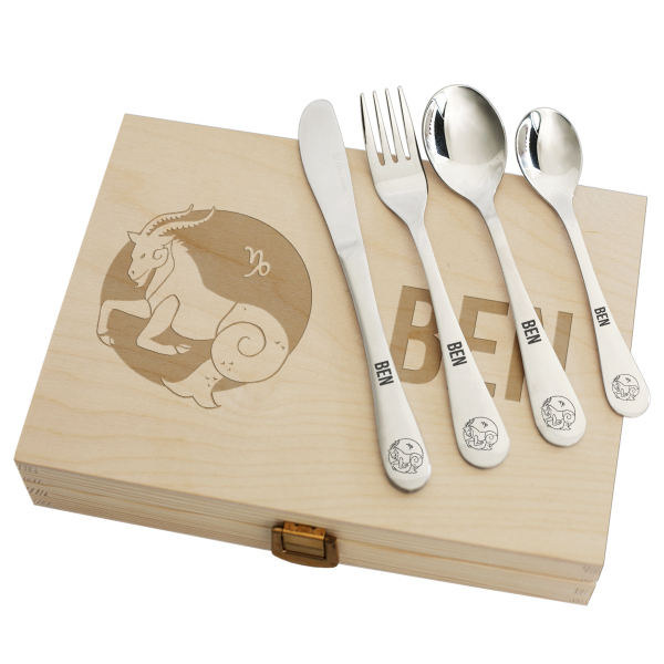 Personalised children's cutlery with zodiac sign