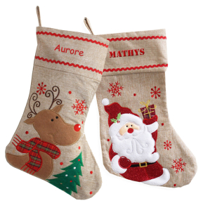 Personalised Christmas stocking with linen-effect finish Personalised Christmas stocking with linen-effect finish