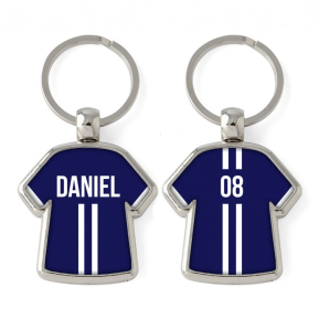 Personalised keyring with two stripes football shirt