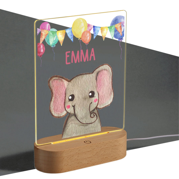 Personalised nightlight with balloons and animals