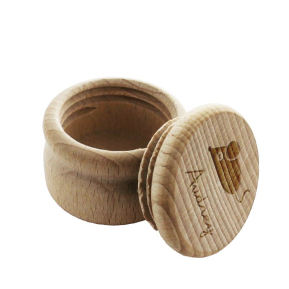 Personalised round wooden tooth box Personalised round wooden tooth box