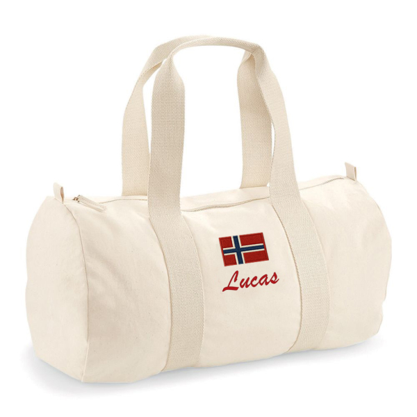Personalised sports bag with name and flag