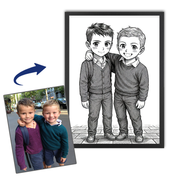 Personalised vintage manga-style portrait