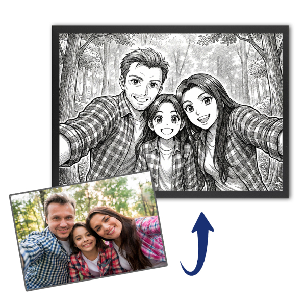 Personalised vintage manga-style portrait