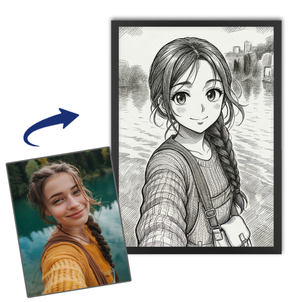 Personalised vintage manga-style portrait