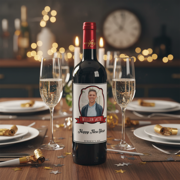 Personalised wine bottle Photo Crest