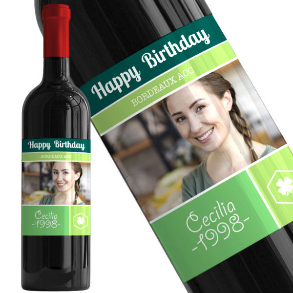 Personalised wine bottle Photo Label
