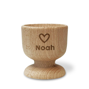 Personalised wooden egg cup with name and design Personalised wooden egg cup with name and design