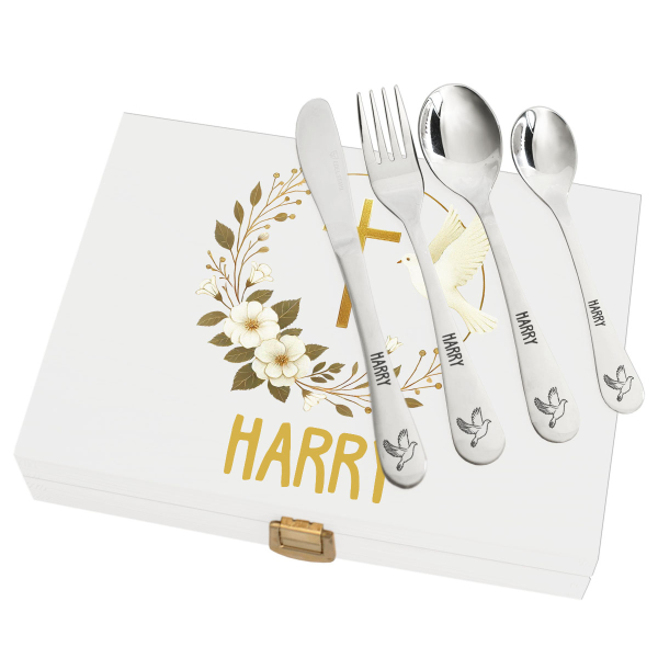 Baptism box and its personalized cutlery