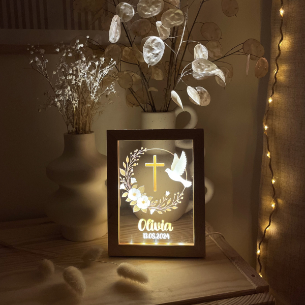 Personalized baptism LED frame