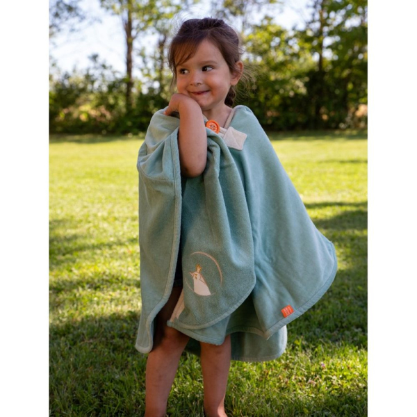 Personalized bath cape for children  Green Penguin