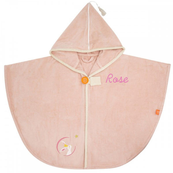 Personalized bath cape for children  Pink Rabbit