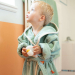 Personalized child bathrobe Green Penguin