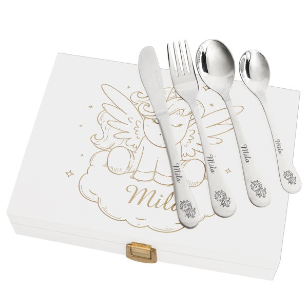 Personalized children's cutlery with unicorn design