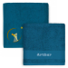 Personalized children's towel 70 x 140 cm  Blue Raccoon
