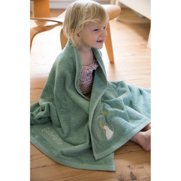 Personalized children's towel 70 x 140 cm - Green Penguin