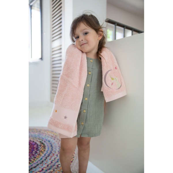 Personalized children's towel 70 x 140 cm  Pink Bunny