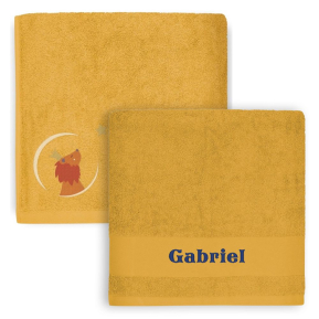 Personalized children's towel 70 x 140 cm - Yellow Lion Personalized children's towel 70 x 140 cm - Yellow Lion