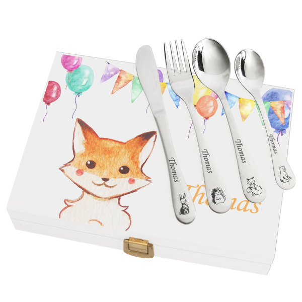 Personalized cutlery set balloons and animals