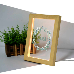 Personalized LED frame with flower wreath Personalized LED frame with flower wreath