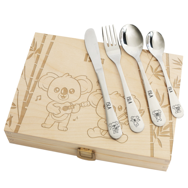 Engraved koala children's cutlery