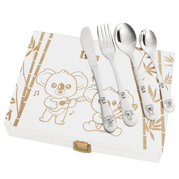 Engraved koala children's cutlery