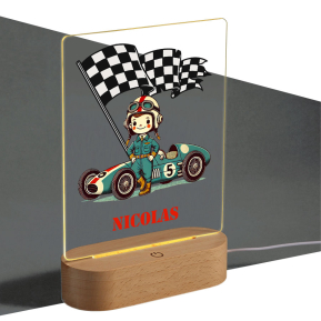 Personalized night light with race car and name Personalized night light with race car and name