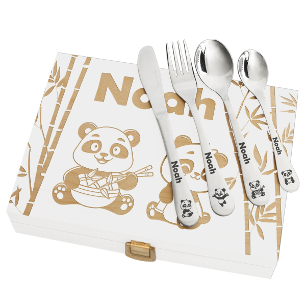 Children's cutlery engraved with Panda designs