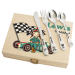Cutlery in printed wooden box  Formula 1 Driver