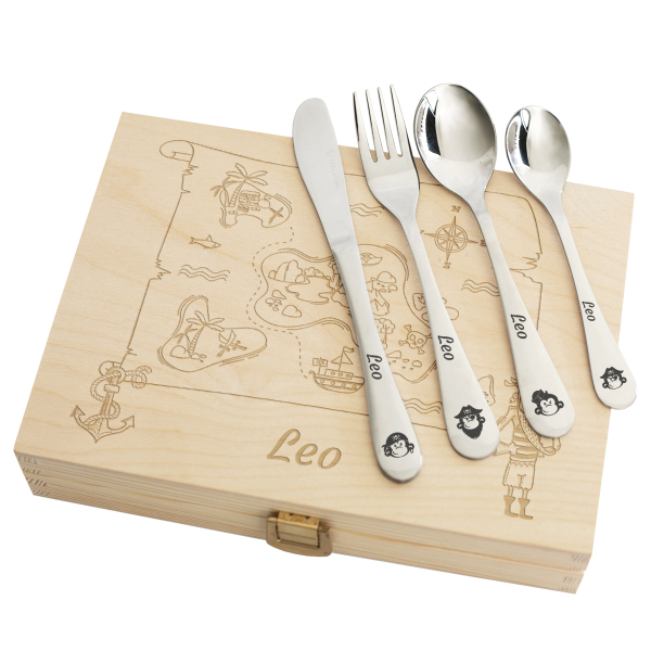 Personalised pirate monkey cutlery for children