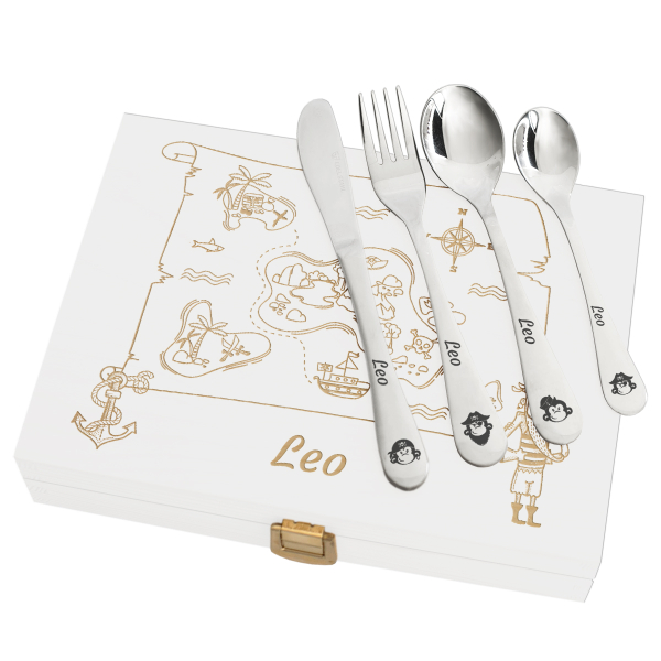 Personalised pirate monkey cutlery for children