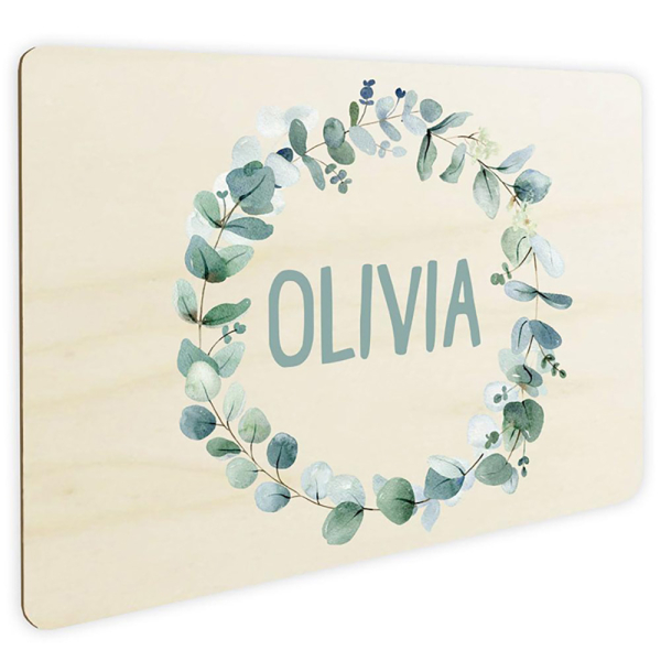 Personalized floral crown door sign