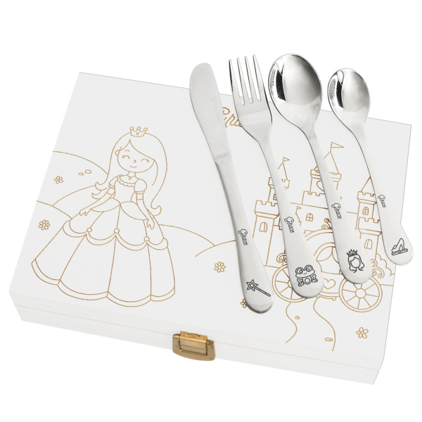 Personalised princess cutlery for a little girl