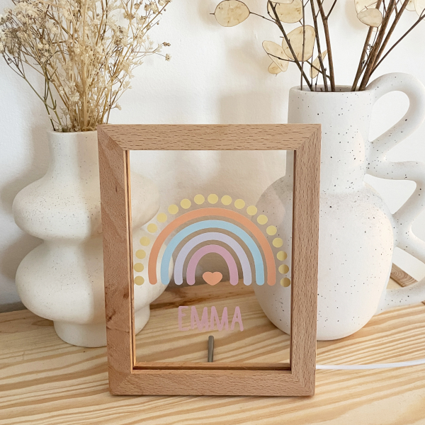 Personalized LED frame with rainbow and name