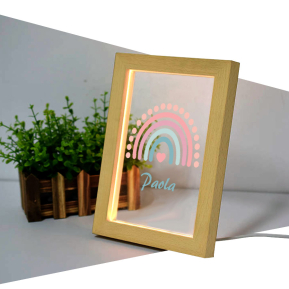 Personalized LED frame with rainbow and name Personalized LED frame with rainbow and name