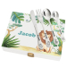 Personalized children's cutlery with printed wooden box savanna