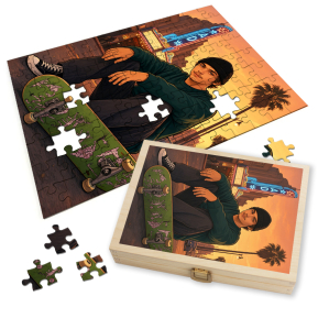 Photo puzzle transformed into a video game cover | GTA Style