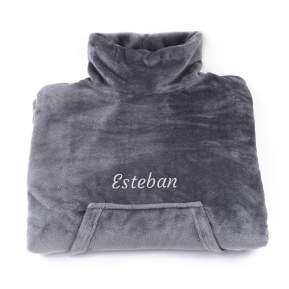Personalised anthracite fleece poncho blanket