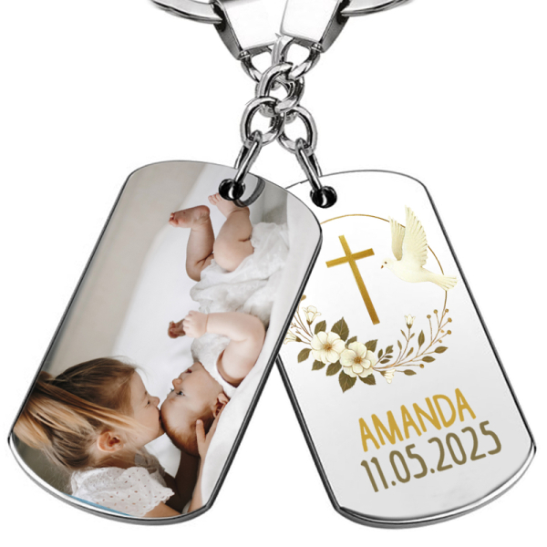 Personalized photo baptism keychain