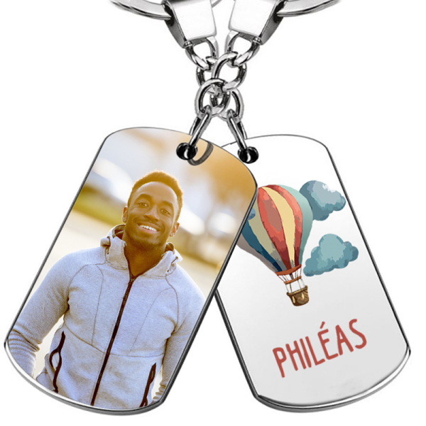 Customized hot air balloon photo keychain