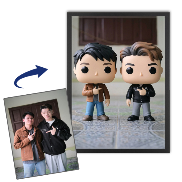 Portrait of a stylised vinyl figurine based on a photo